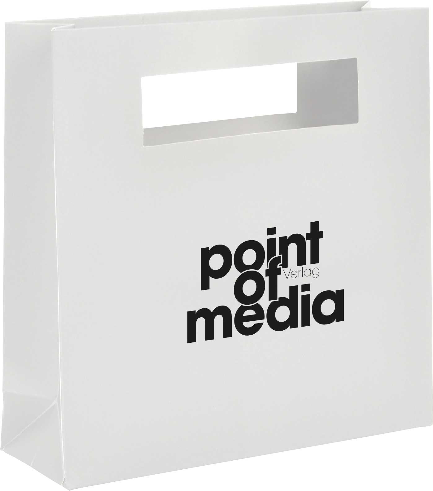 Papier-Tragetasche Avantgarde weiß eckig mit Logo