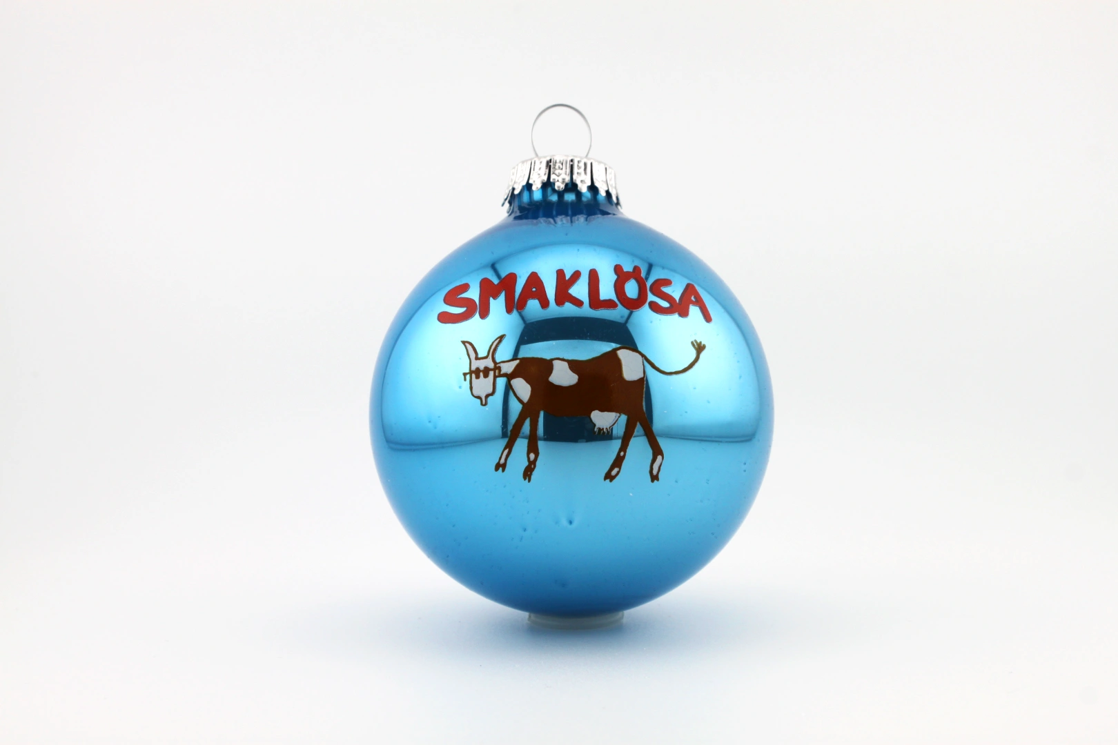 Weihnachtskugeln mit motiv “ blaue Kugel mit Smaklösa Weihnachtsdesign