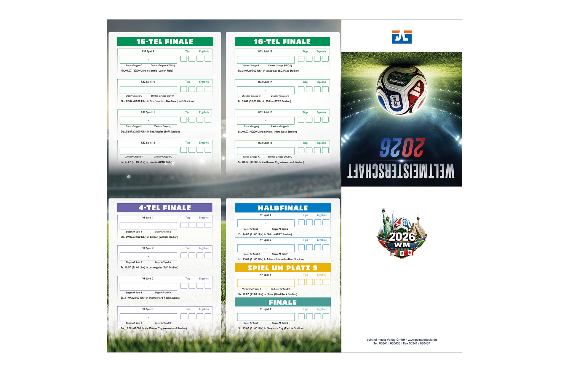 Fußball WM 2026 - Spielplan Faltblatt Volksbank