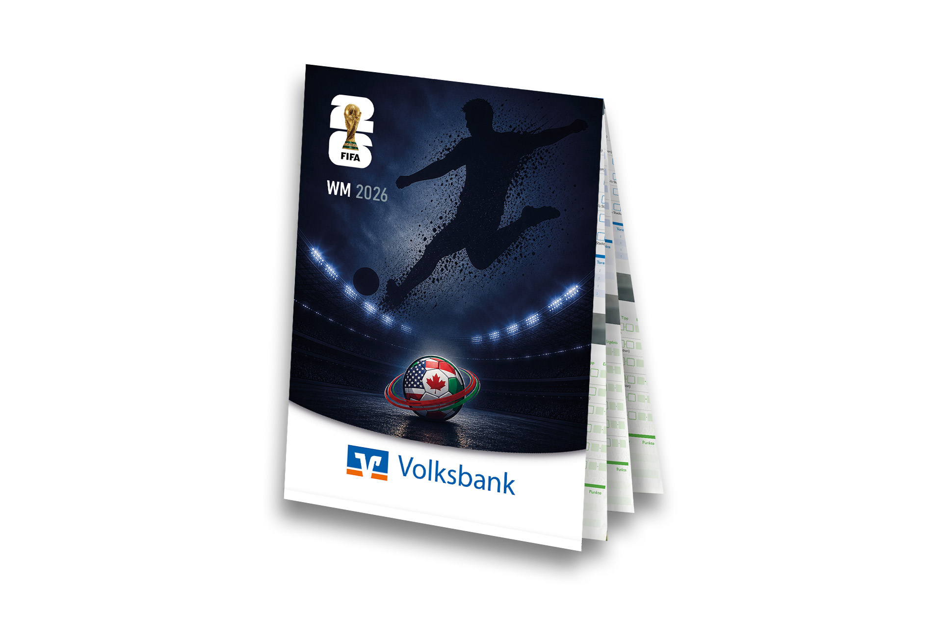 Fußball WM 2026 - Spielplan Faltblatt Volksbank
