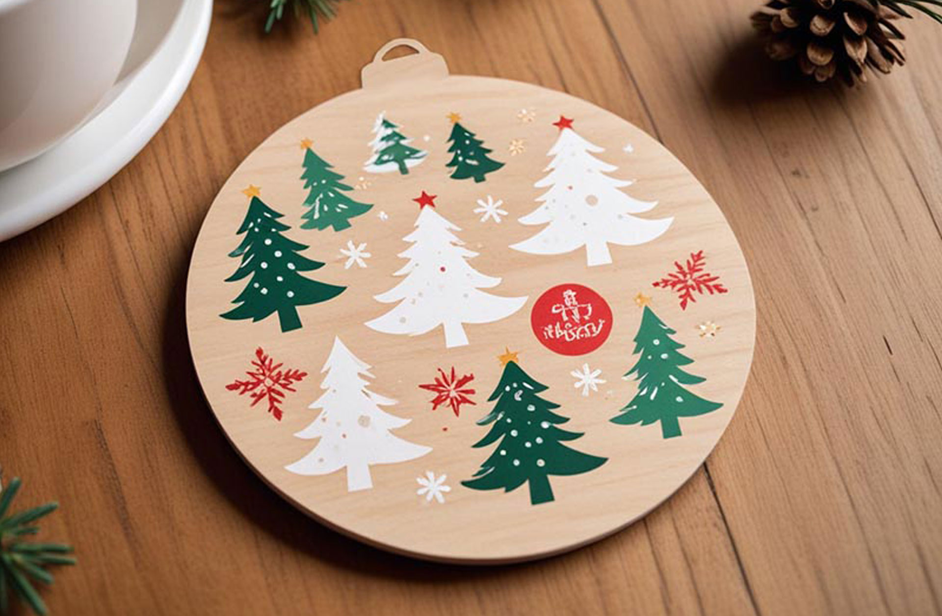 Weihnachtskugel Holzkugel Tanne
