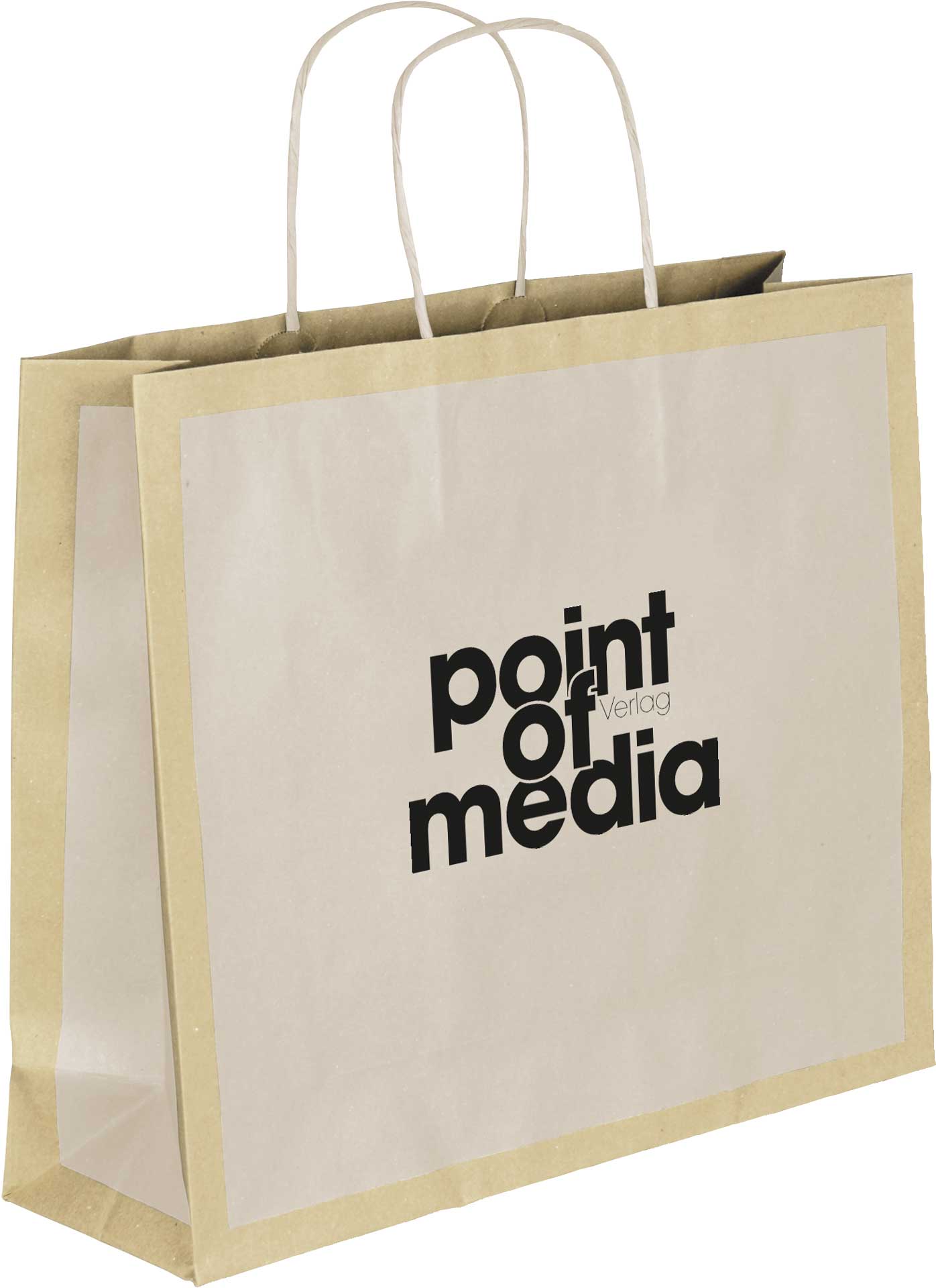 Tragetasche Papier Eco elfenbein mit Logo