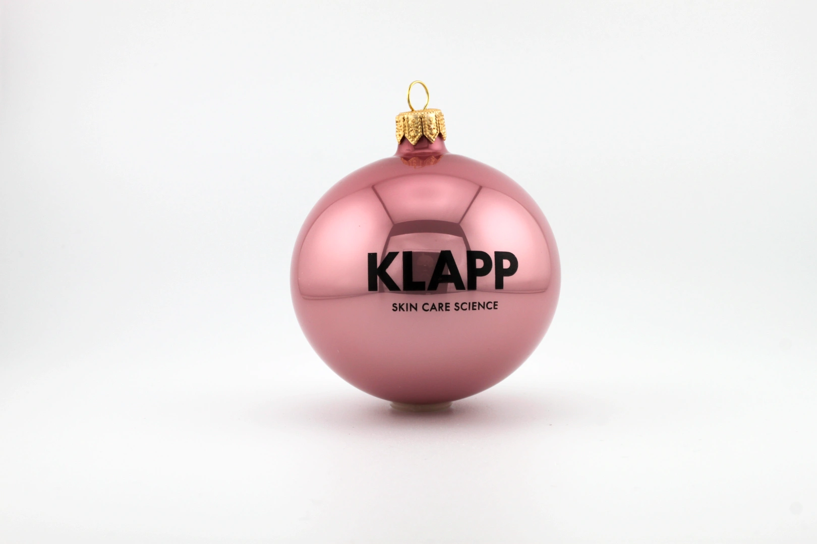 Weihnachtskugel mit logo “ rosa Kugel mit KLAPP-Logo