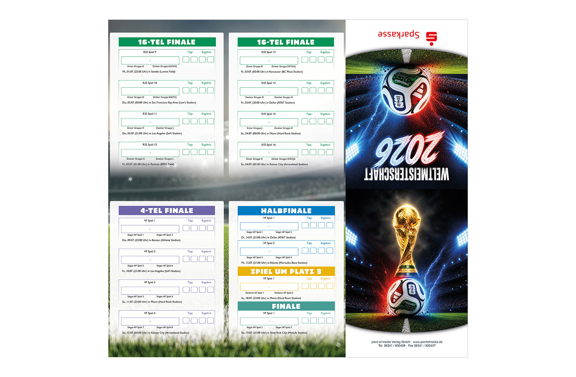 Fußball WM 2026 - Spielplan Faltblatt Sparkasse