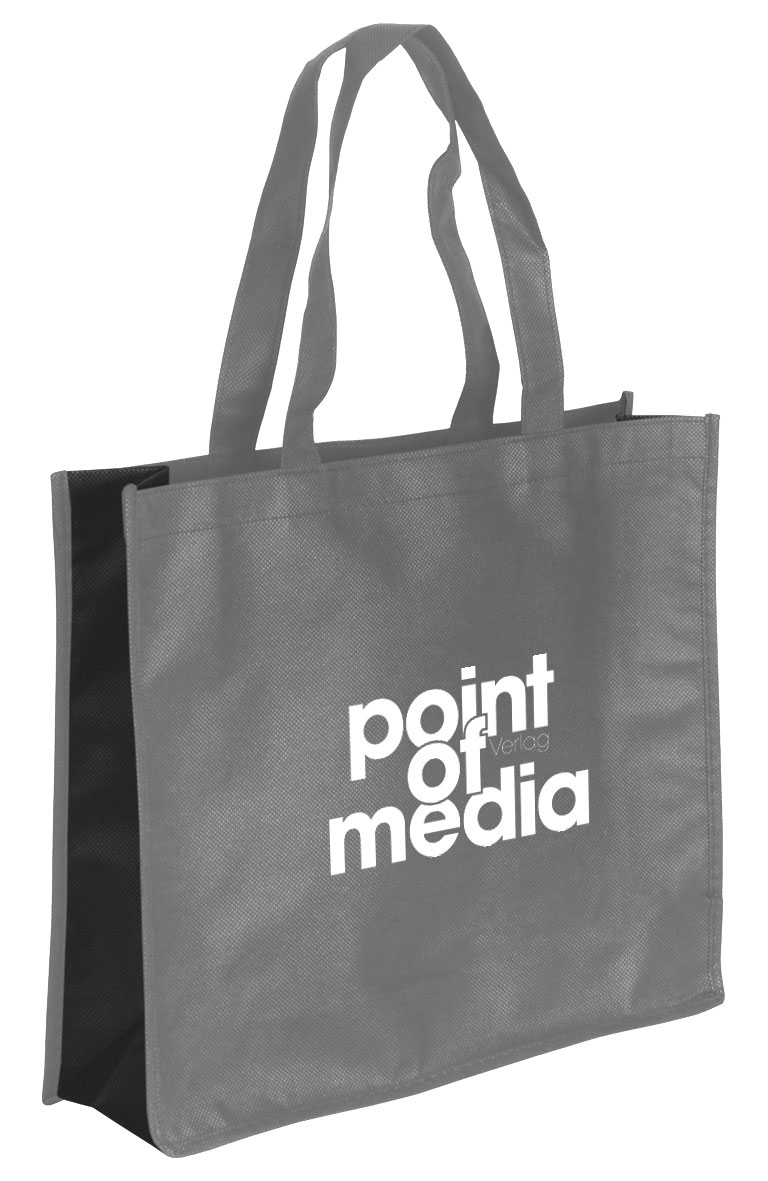 Non-Woven Tragetasche Daily grau-dunkelgrau mit Logo