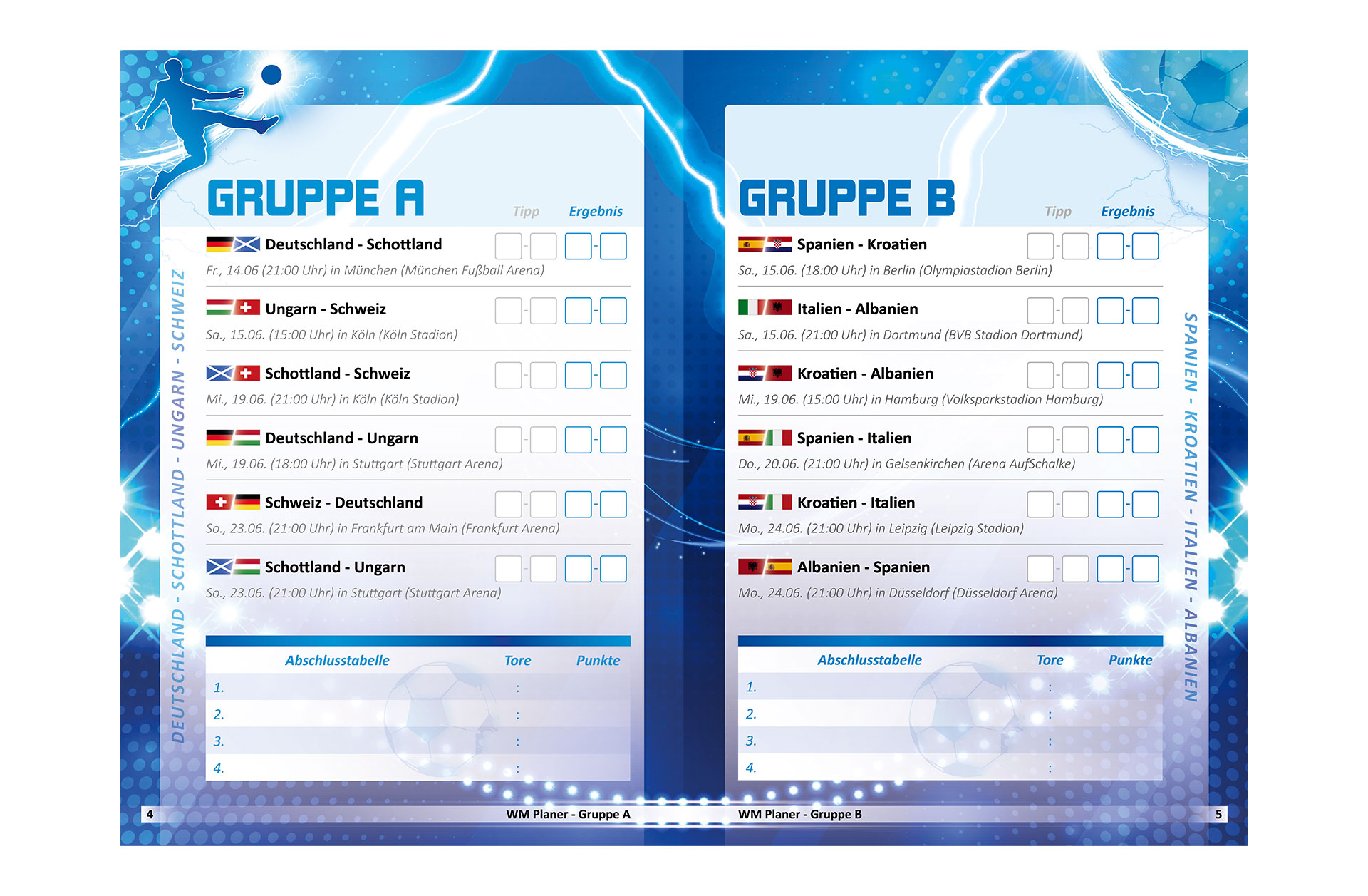Fußball EM 2024 Spielplan Broschüre offen