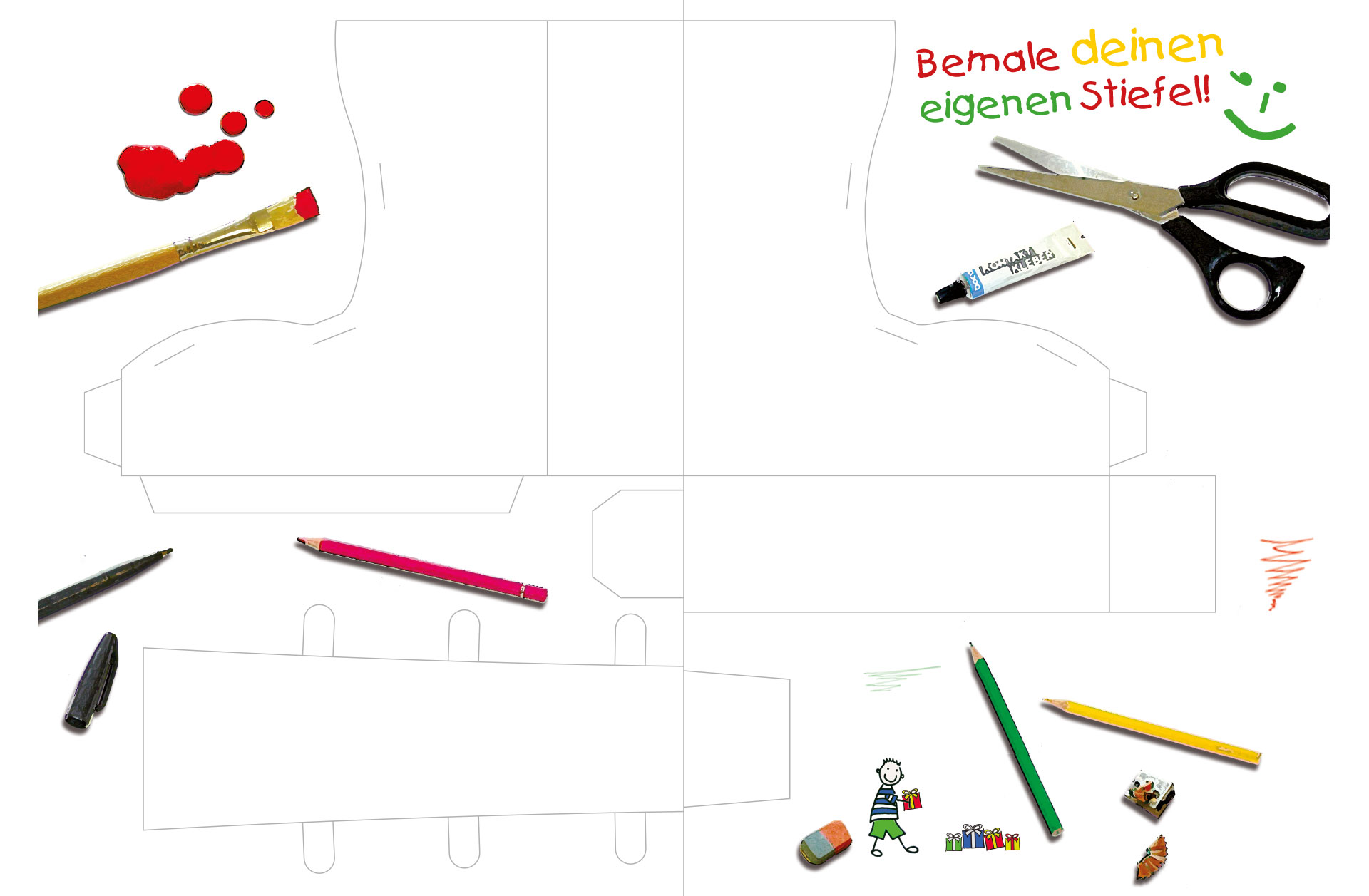 Weihnachtsstiefel Bastelbogen Rückseite Weihnachtsstiefel Bastelbogen Rückseite