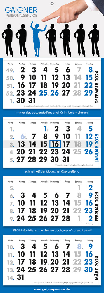 Wandkalender Novus Deutsch 4M Blau