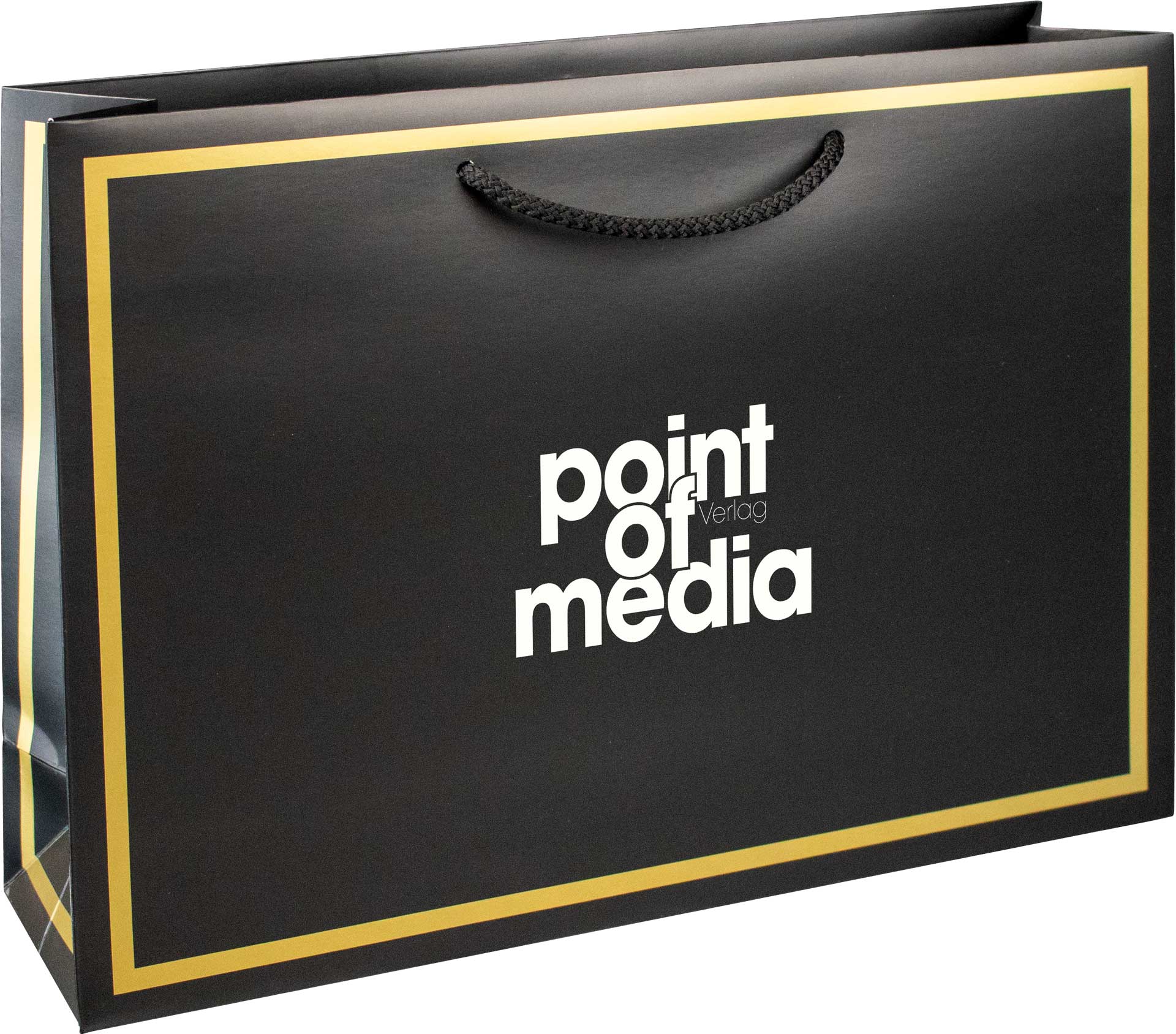 Tragetasche Papier Gala schwarz mit Logo