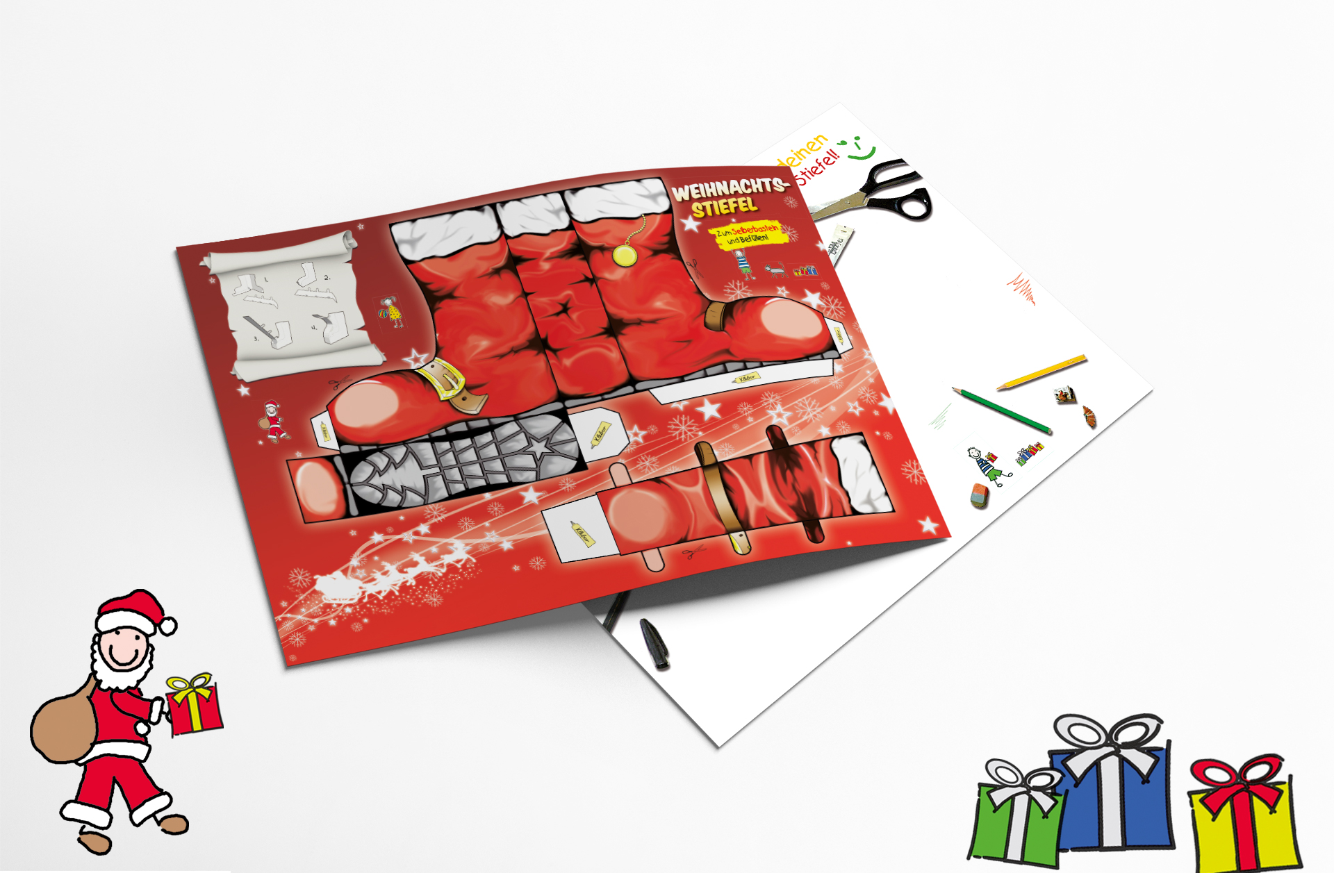 Weihnachtsstiefel Bastelbogen Ansicht Weihnachtsstiefel Bastelbogen Ansicht