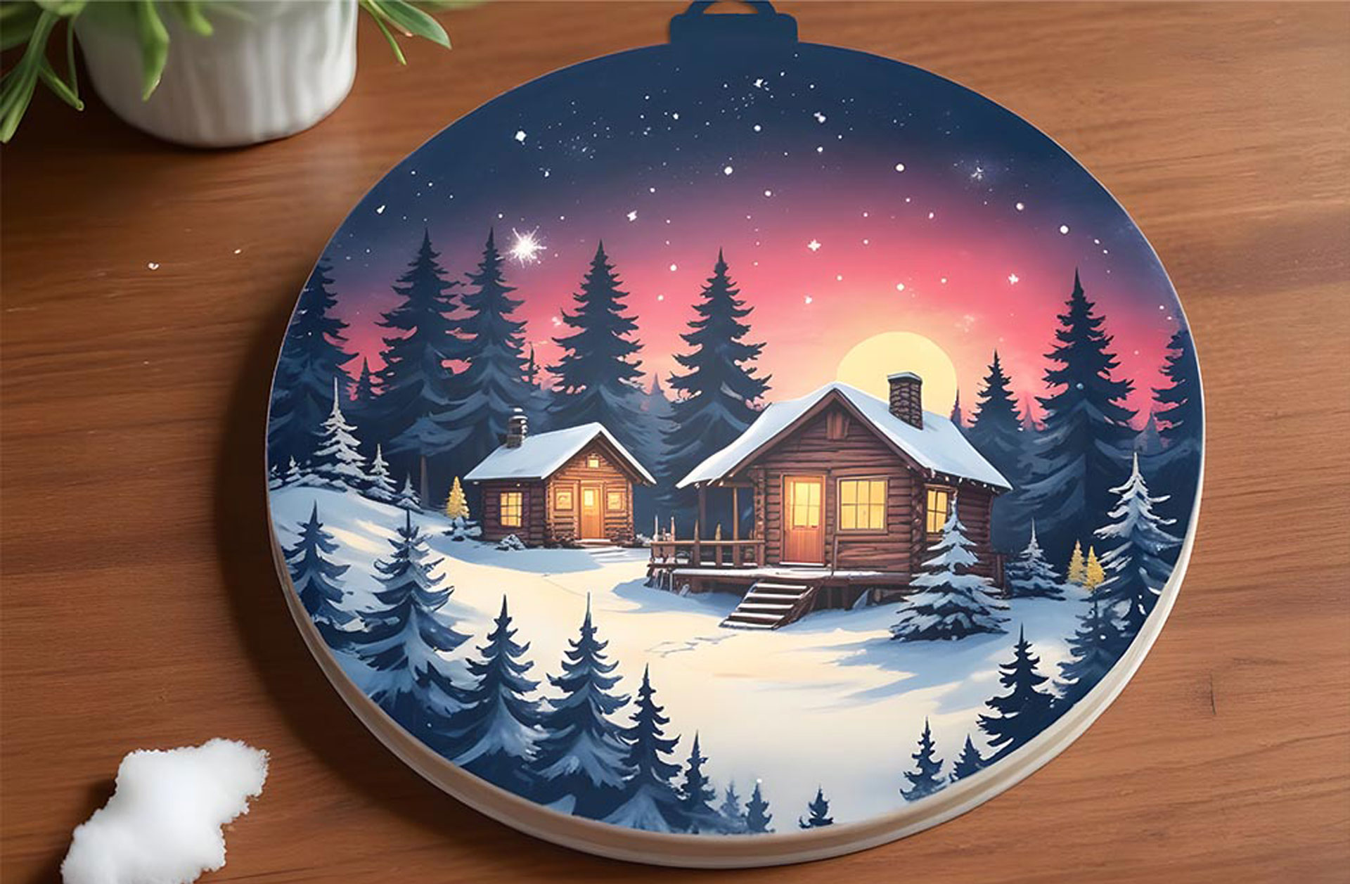 Weihnachtskugel Holzkugel bunt