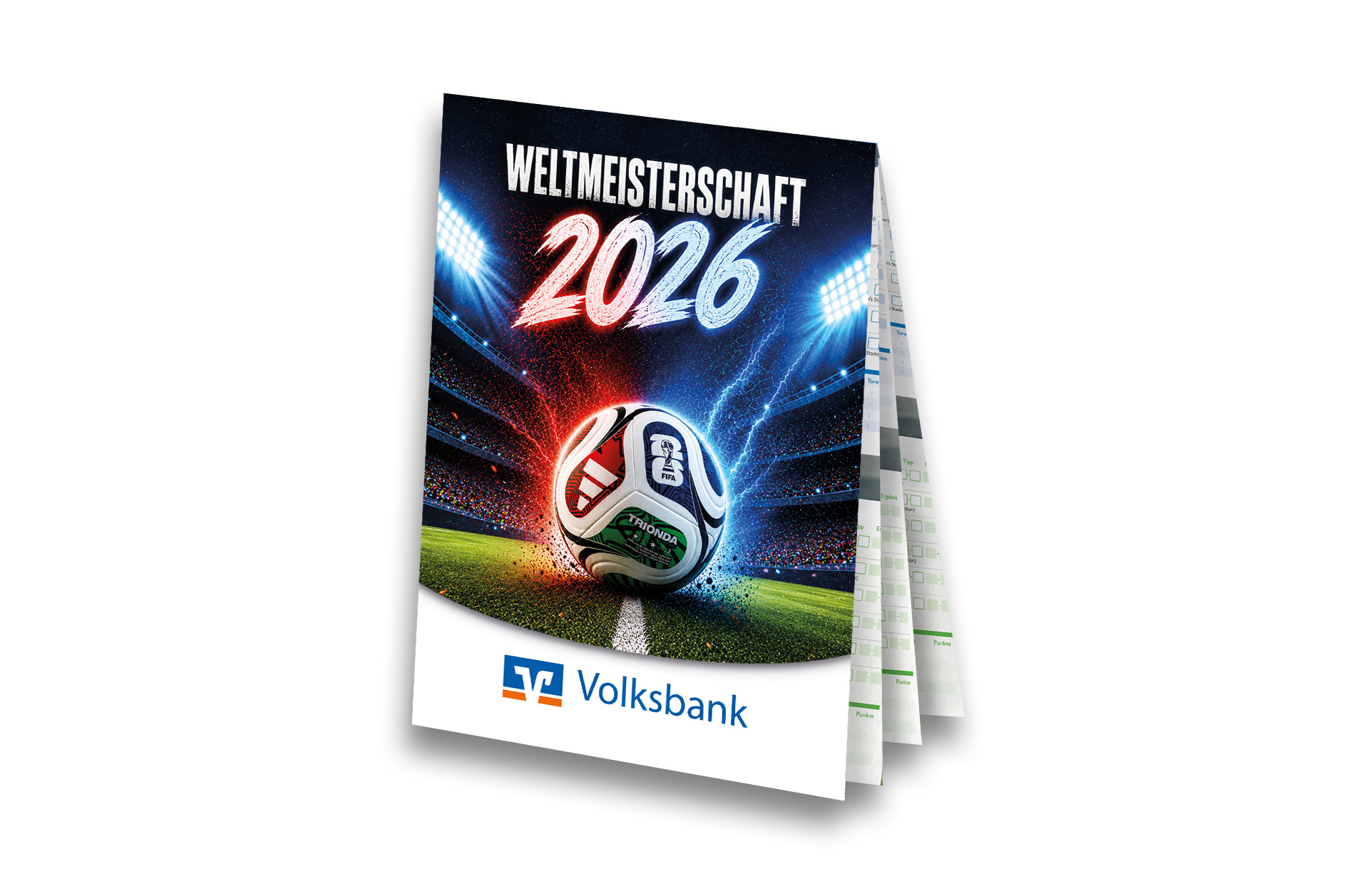 Fußball WM 2026 - Spielplan Faltblatt Volksbank