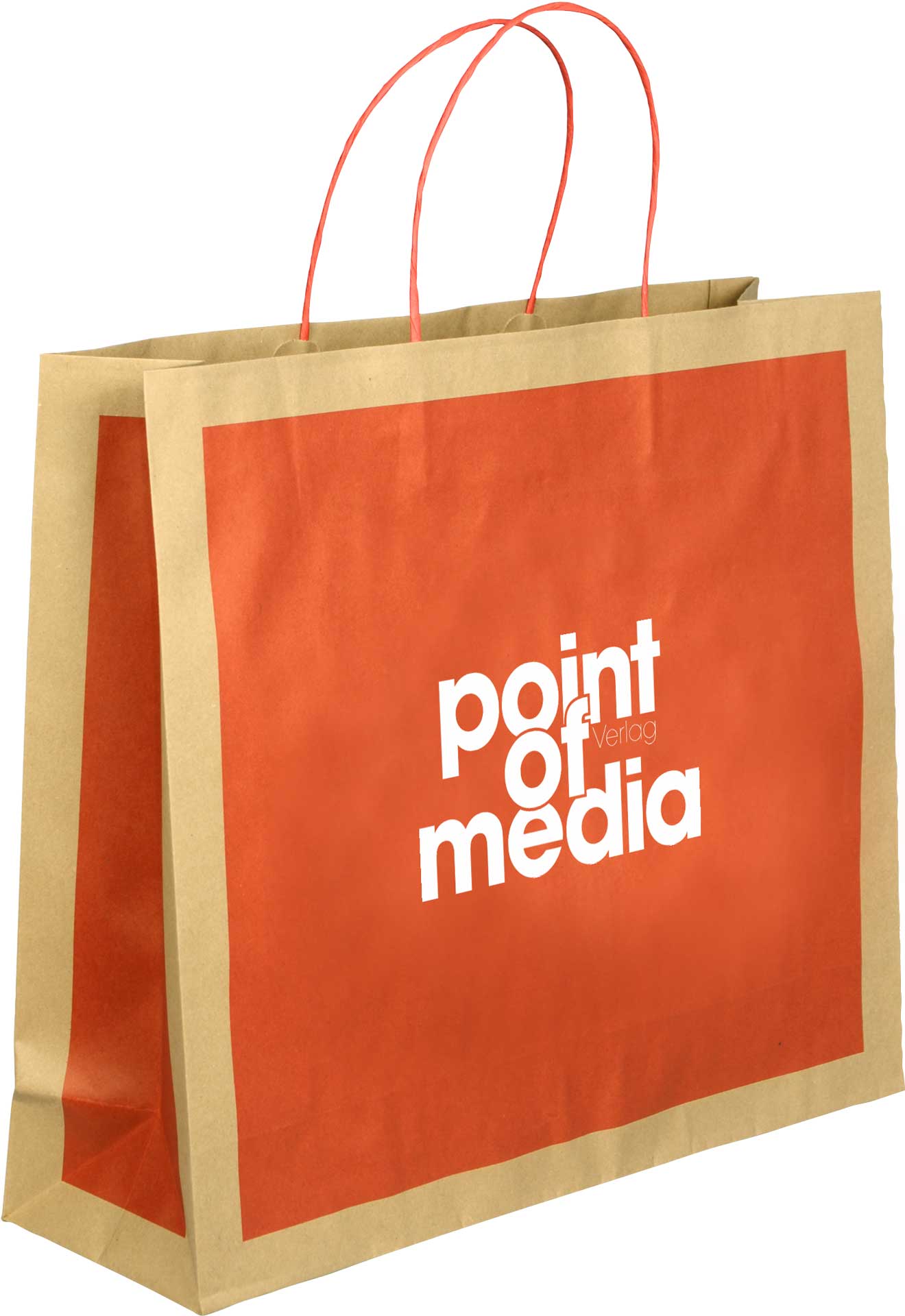 Tragetasche Papier Eco rot mit Logo