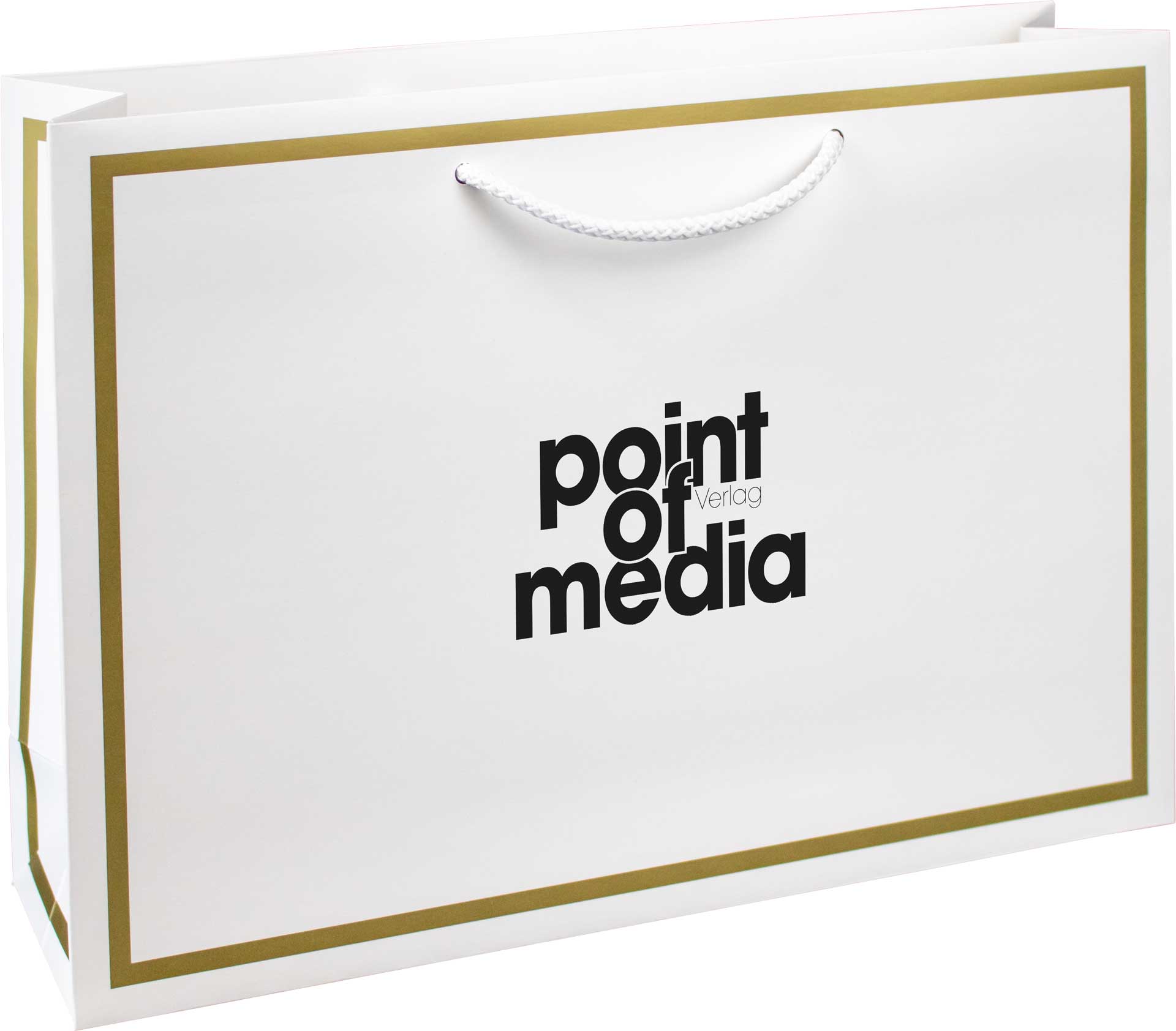 Tragetasche Papier Gala weiß mit Logo