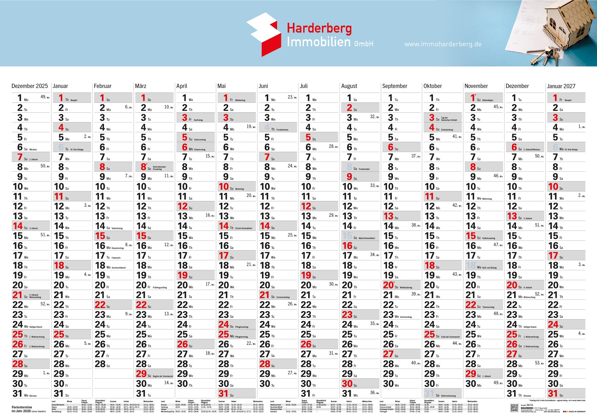 Kalender Wandplaner Data Deutsch