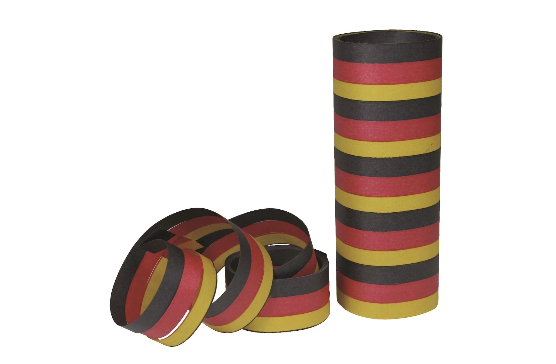 Luftschlangen Deutschland in den Farben Schwarz-Rot-Gold, 18 Röllchen à 7 mm, 4 Meter lang