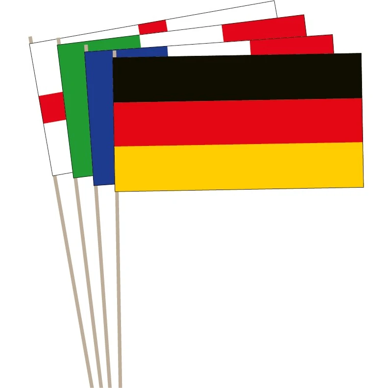 Fahnen-Set bestehend aus 48 WM-Fahnen mit Holzstab