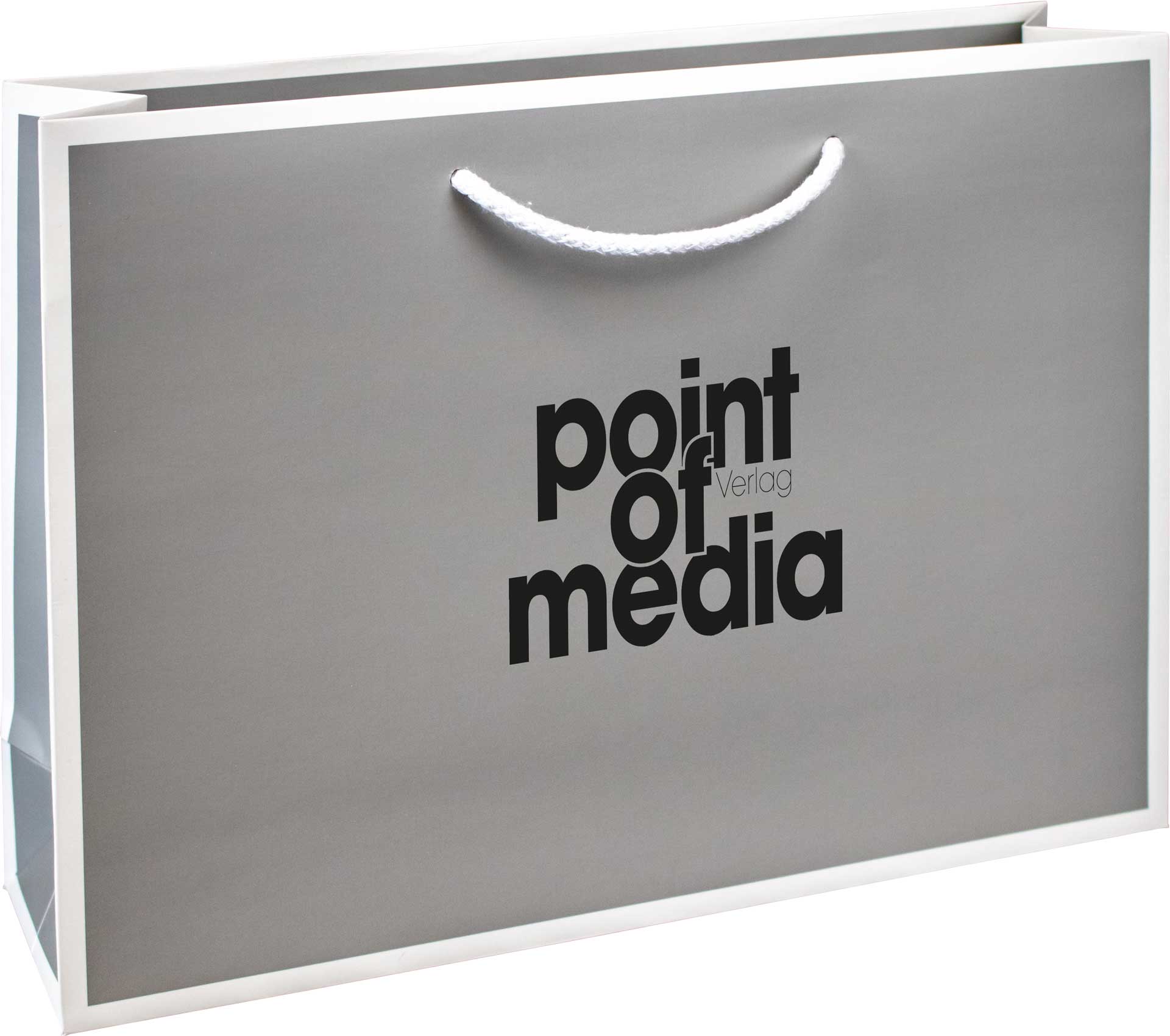 Tragetasche Papier Granit grau mit Logo