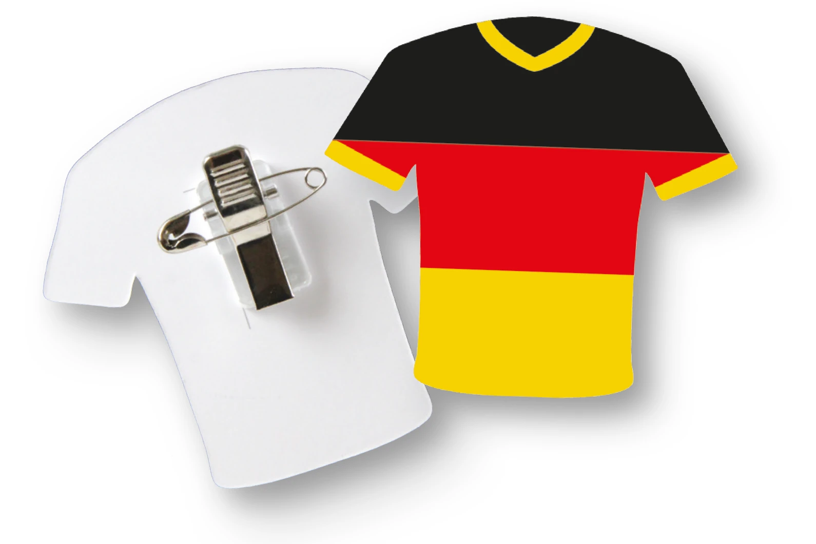 Trikot Karton-Button in den Farben Schwarz-Rot-Gold