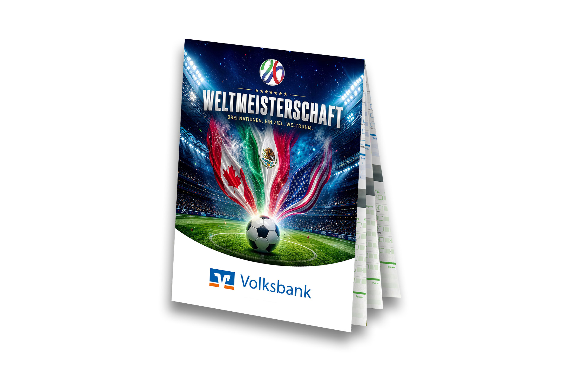 Fußball WM 2026 - Spielplan Faltblatt Volksbank