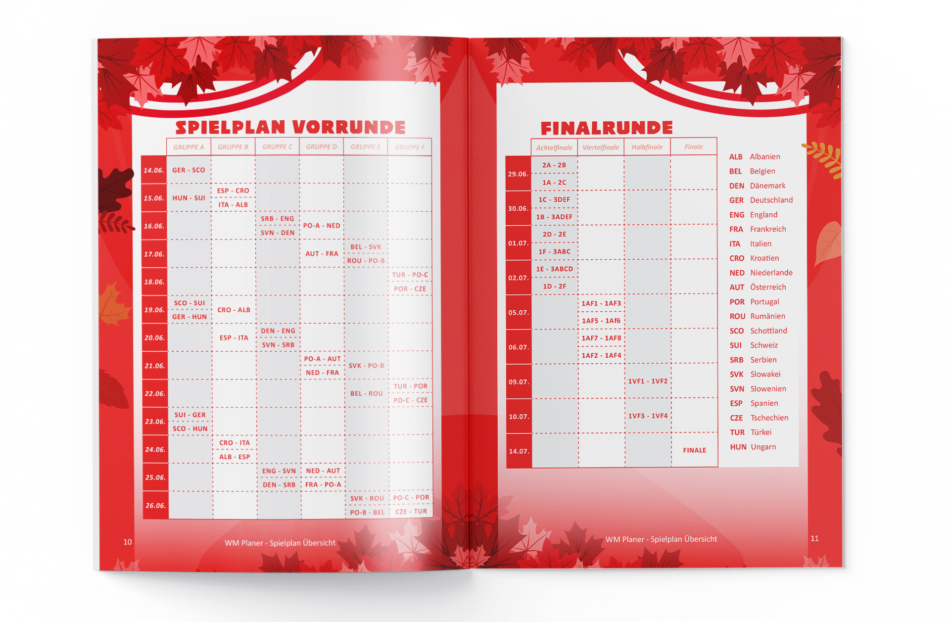 Fußball WM 2026 Spielplan Broschüre Innenseite 3
