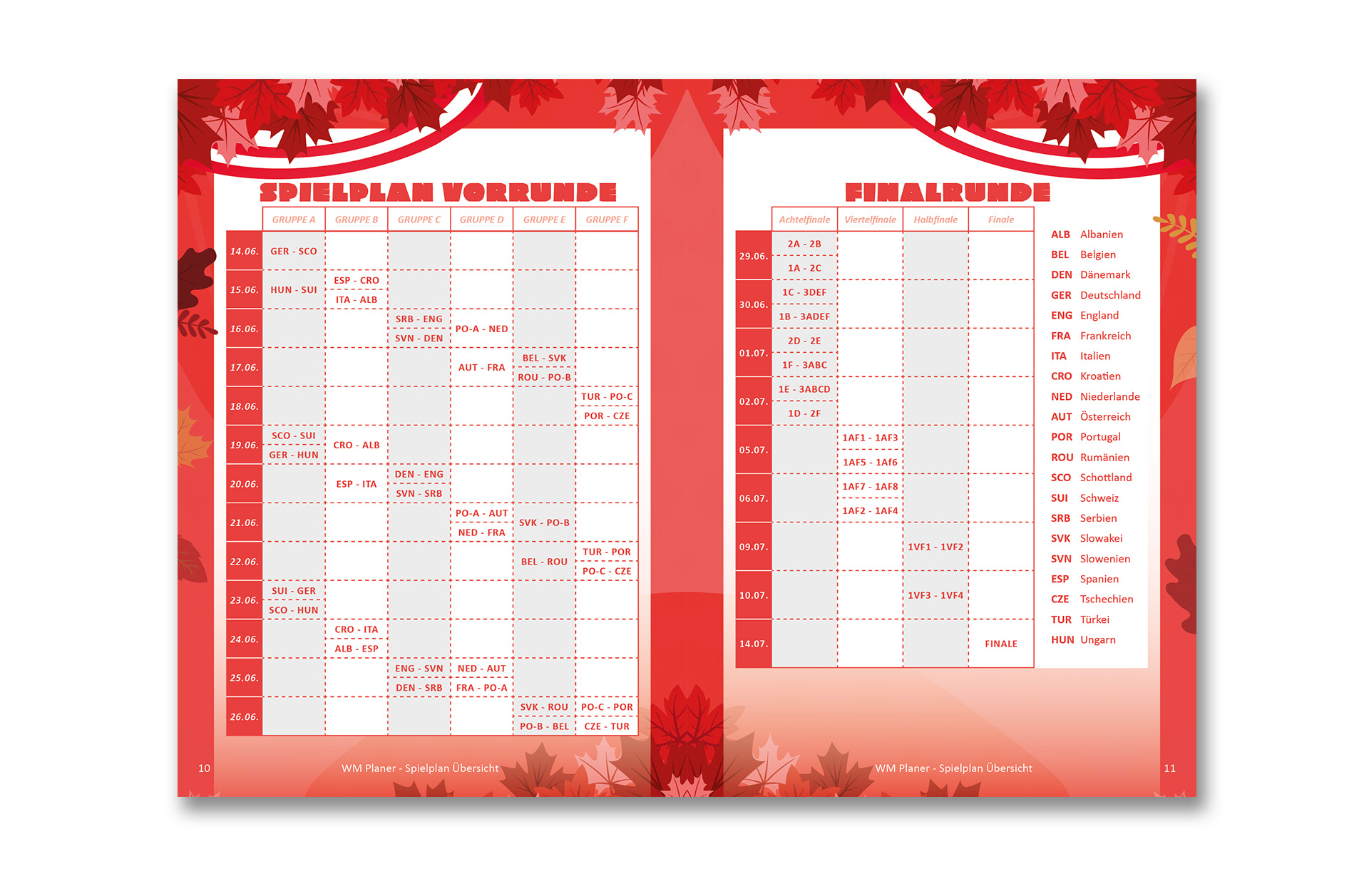 Fußball WM 2026 Spielplan Broschüre offen